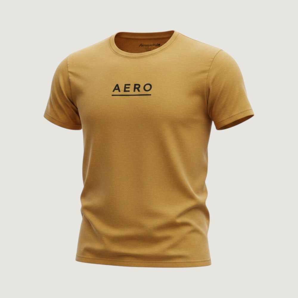 Aeropostale Mens XL‎ Mustard Yellow AERO Graphic Cotton Crew Neck T-Shirt